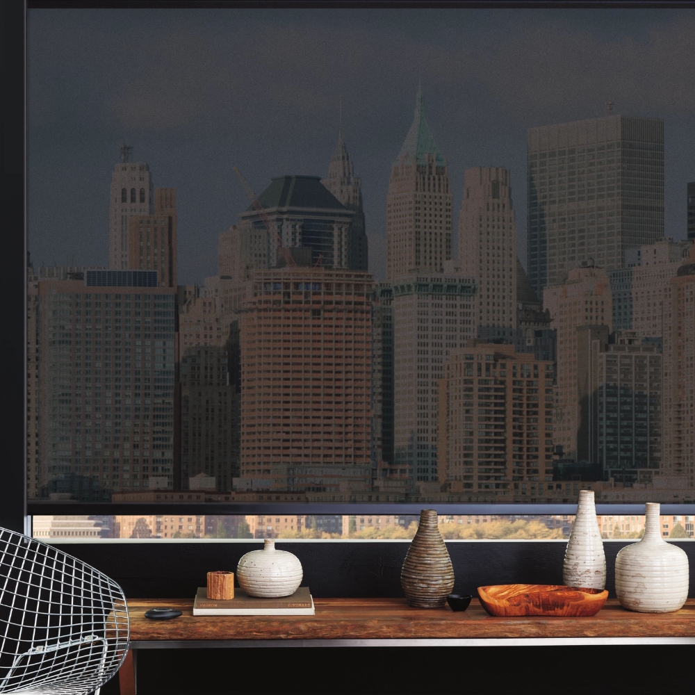 screen shade with city view high ratio of openness