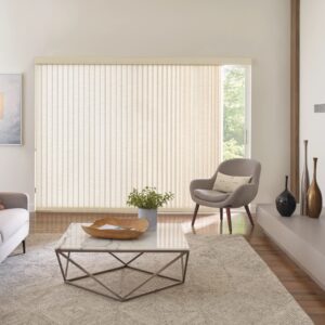 vertical shades in living room sheer