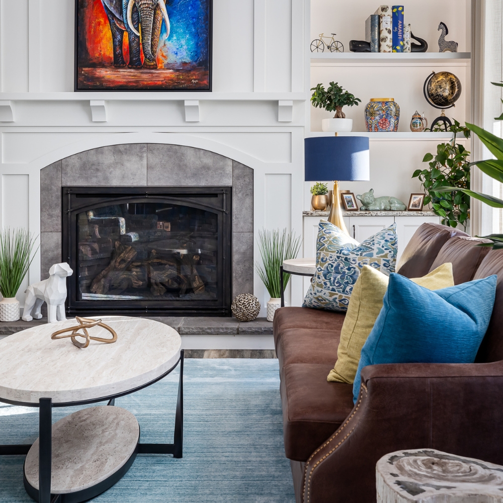 Living room with fireplace