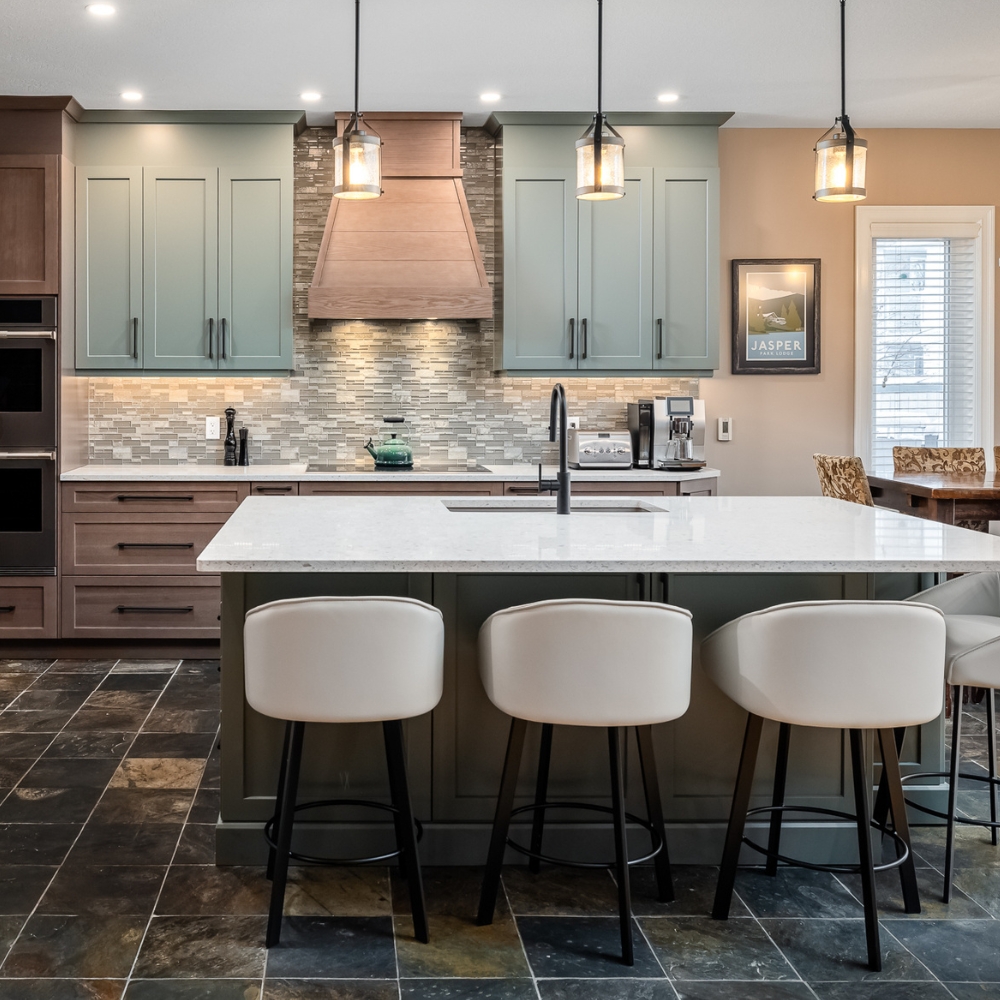 kitchen island and pendants