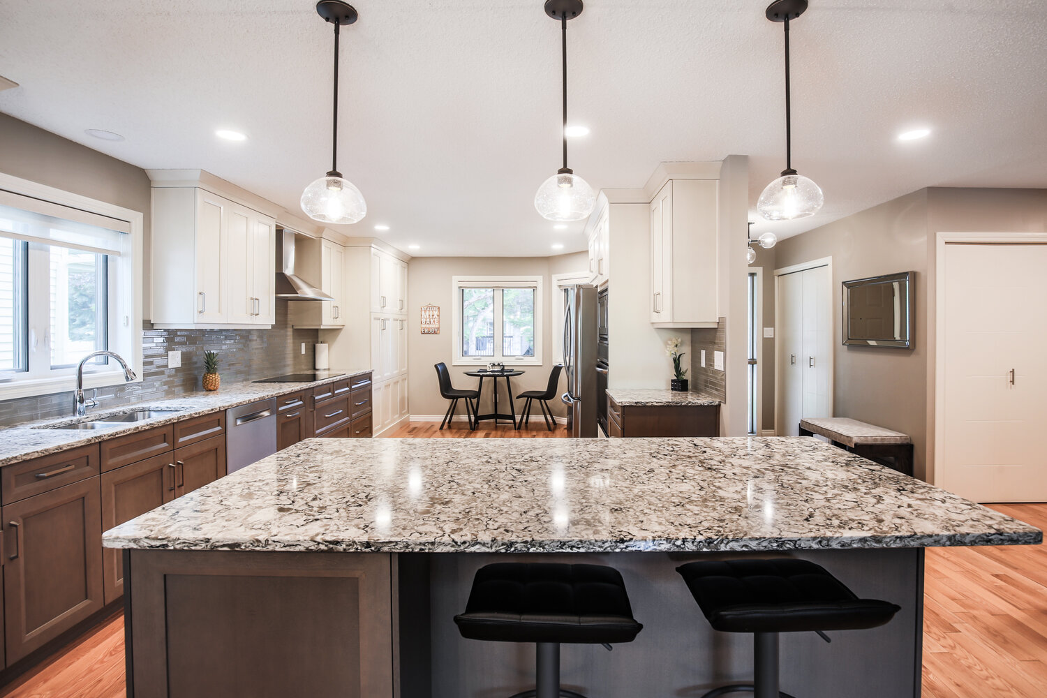 kitchen lighting 3 pendants with granite counter tops